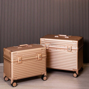 High quality durable aluminum luggage bag with suitcase compartment with hard plate trolley and lock