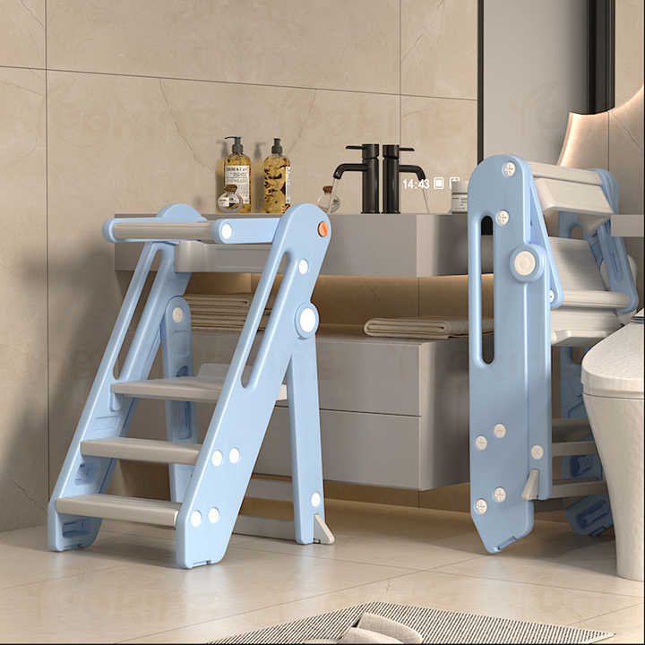 Safe Baby Bathing Ladders, Baby Learning Tower, Foldable, Adjustable Bath Chair Toys for Kids to Learn 