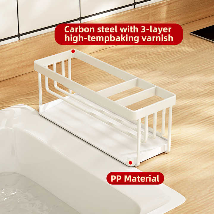 Kitchen &amp; Tabletop Japanese Style White High Quality Kitchen Drain Basket Sink Sponge Rack Cutlery Rack Bathroom Storage Rack 