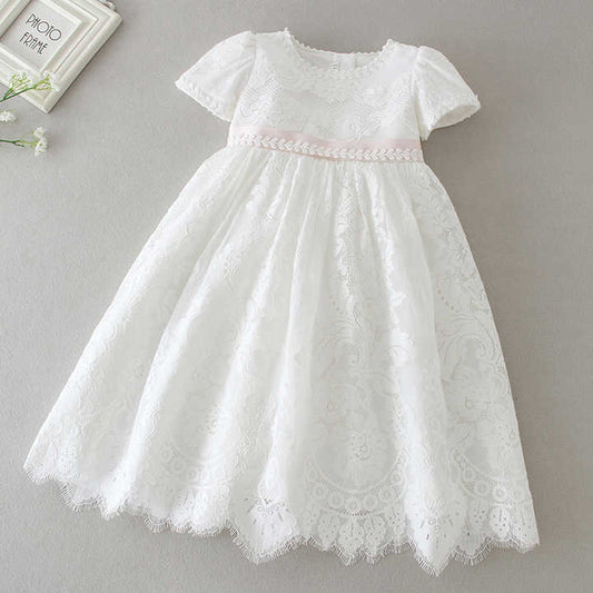 Newborn baby girls white dress 