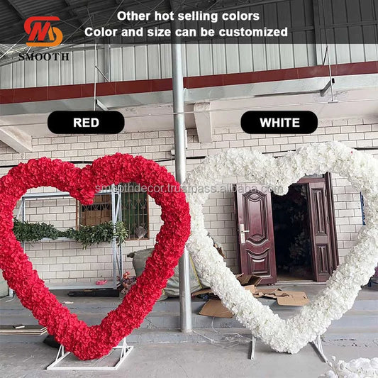 قوس زهور وردي على شكل قلب لتزيين - ديكور