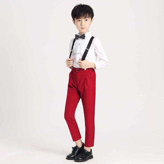 Children's Spring and Autumn Dress Boys' Overalls Set Flower Children's Piano Wedding Dress 
