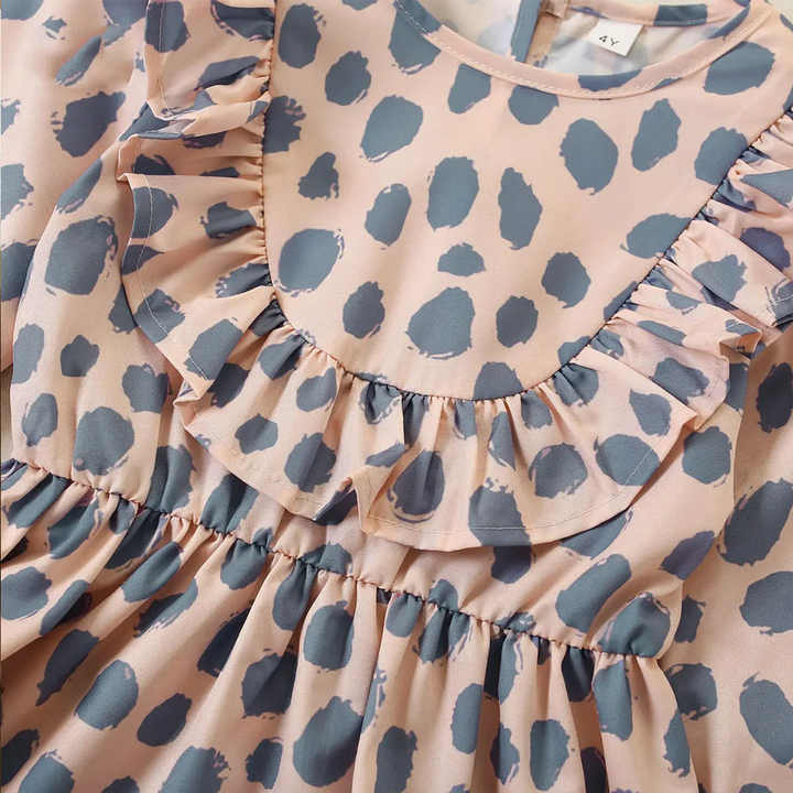 Conison Spring Summer New Mother and Baby Clothes Polka Dot Long Sleeve Slim Fit Mother and Daughter Matching Outfits 