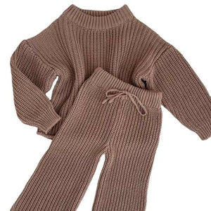 Hot Sale Casual Autumn 2 Pieces Long Sleeve Knitted Sweater Kids 2 Pieces Suit Toddler Girls Knitted Clothes Setتخفيضات هائلة كاجوال للخريف من قطعتين بأكمام طويلة سترة محبوكة للأطفال من قطعتين بدلة للأطفال الصغار مجموعة ملابس أطفال بناتي محبوكة