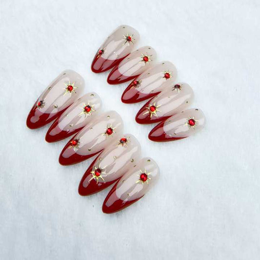 Nails, red French 