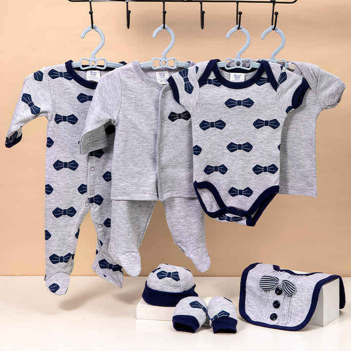 High Quality Multi-design Combed Cotton 8 Piece Set Newborn Baby Bodysuit Rompers Baby Full Set 
