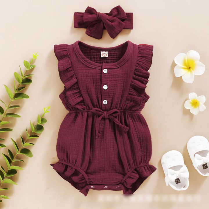 رومبير صيفي للبنات حديثي الولادة - Summer Girl Bubble Ruffle Rompers