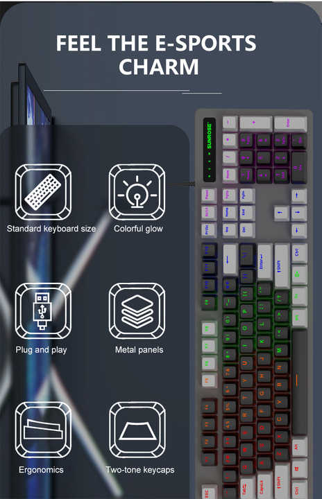 JK104 ABS لوحة مفاتيح سلكية ميكانيكية RGB . JK104 ABS Wired Mechanical Keyboard RGB Backlit