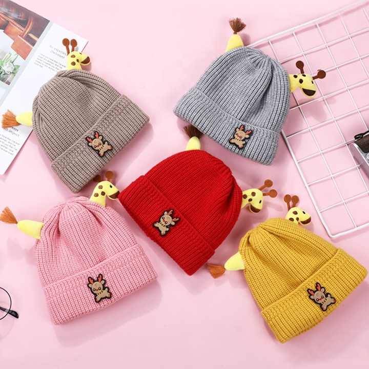 Colorful thick children's hats for winter 