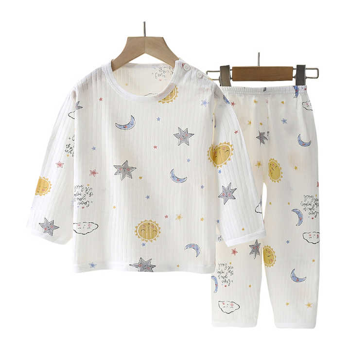 Girls Cartoon Printed Cotton Pajama Set Home Clothes 1-6 Years 2 Pieces Sleepwear 