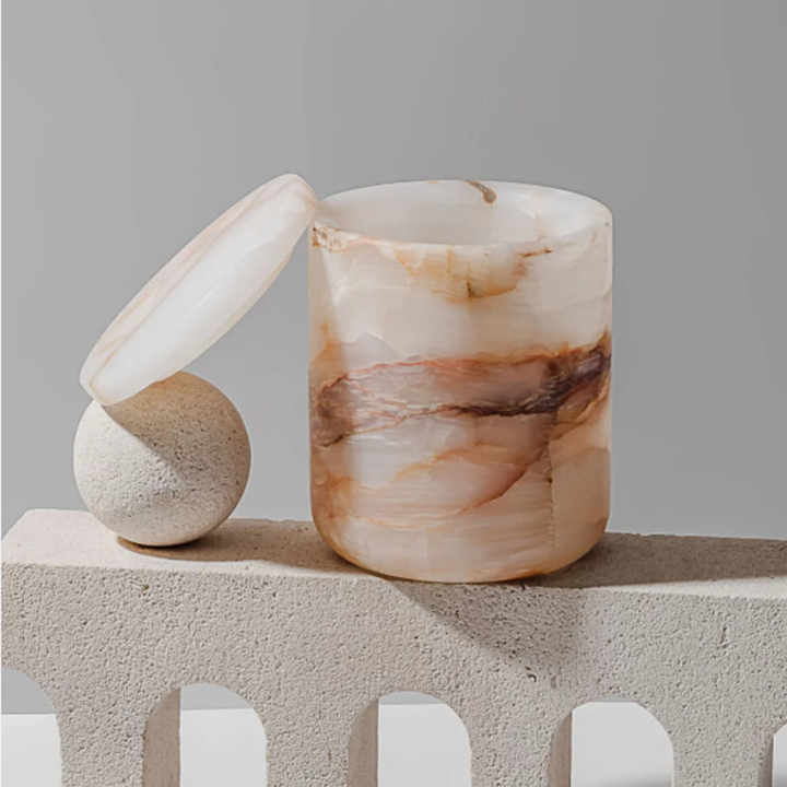 Natural marble candle holder. 
