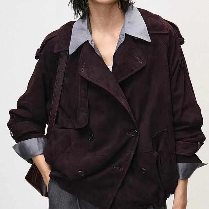 Jancoco New Arrival Cropped Motorcycle Leather Coat.  معطف جلدي قصير جديد من Jancoco للدراجات النارية، جاكيت جلد