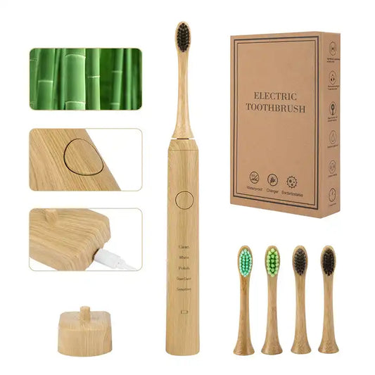 Soft Biodegradable Handle Vegan Toothbrush- فرشاة أسنان كهربائية من الخيزران