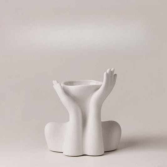 زهرية سيراميك حديثة وبسيطة ملونة من الموراندي ، ترتيب الأزهار بترتيب إعداد زهرية منزلية نوردية