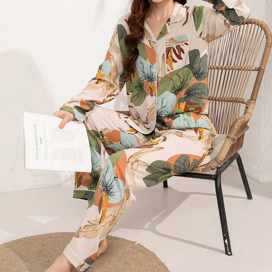 Viscose pajamas with flowers pajama set