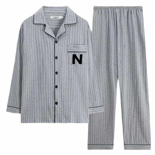 Custom Logo Men's Clothing Cotton Pajama Set 