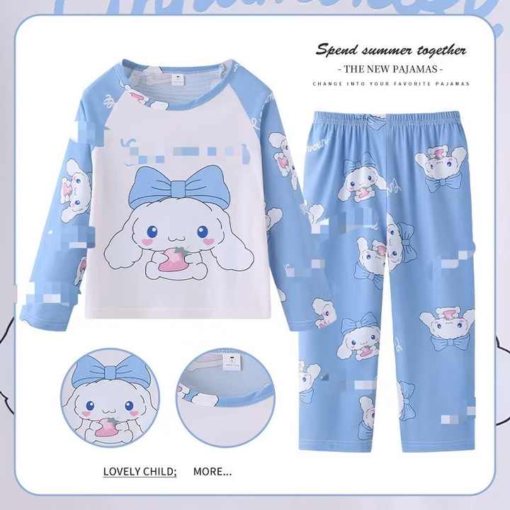Wholesale Cartoon Hello Kt Melody Casual Long Sleeve Spring Autumn Sleepwear Sleepwear Sets for Boys and Girls 