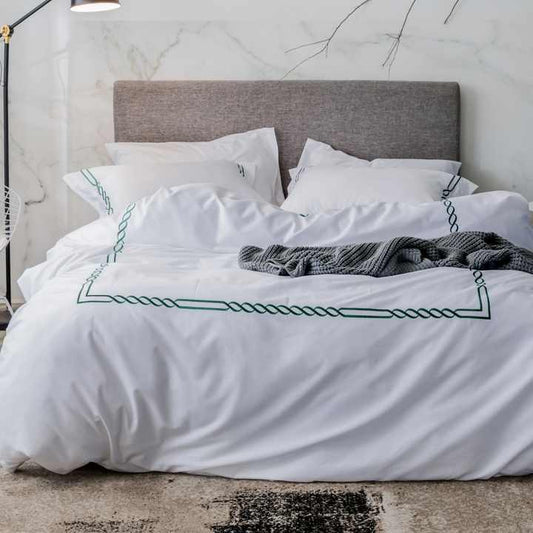 Hotel Cotton Queen Size Satin Black and White Bedding Set 