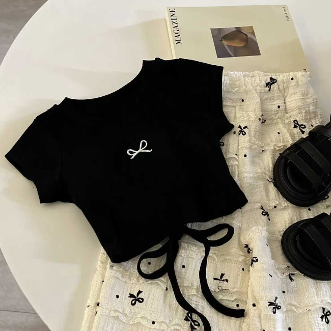 CL6446 New Fashion Lovely Design Short Sleeve Shirt and Wide Leg Pants 2 Piece Set for Little GirlsCL6446 موضة جديدة تصميم جميل قميص قصير الأكمام وبنطال واسع الساق مجموعة من قطعتين للفتيات الصغيرات