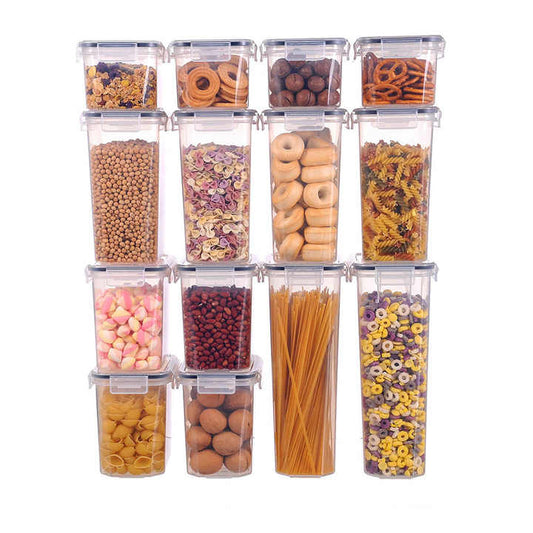 14 ادوات مطبخ منزلية بلاستيكية منظم أشياء متعددة حاوية تخزين طعام العدس مخزن مخزن 14pcs Plastic Household Kitchen Tools Organizer Multi-purpose Food Storage Container Lentils Pantry Storage