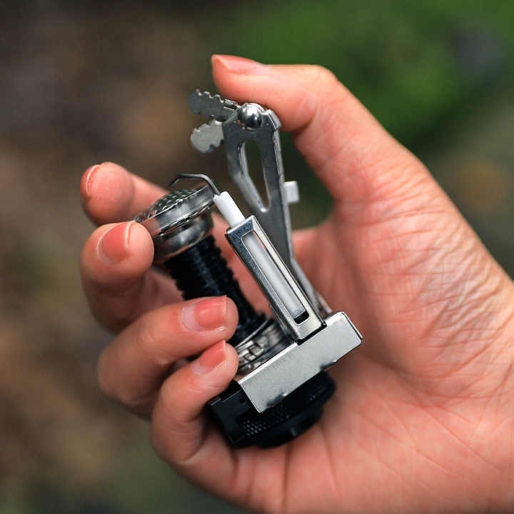 Jetshark Outdoor Hiking Portable Folding Gas Stove Burner s With Piezo Ignition Integrated MINI Stoves موقد غاز محمول قابل للطي من Jetshark للمشي لمسافات طويلة في الهواء الطلق مزود بإشعال كهربائي مدمج ومواقد صغيرة