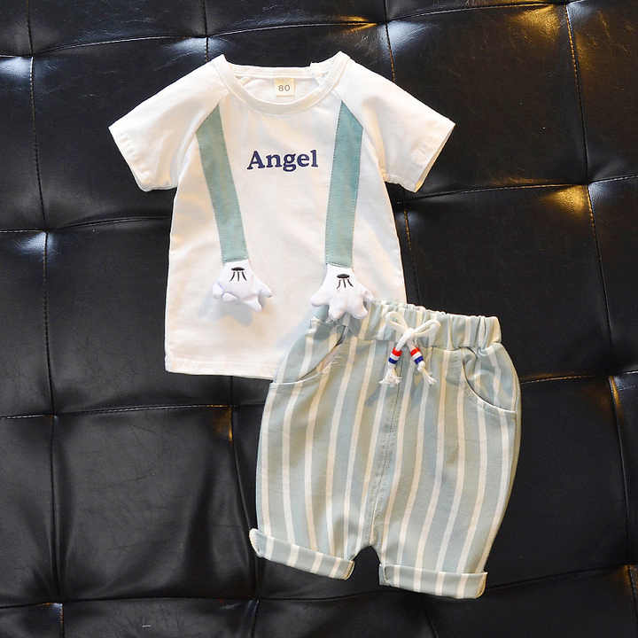 2022 الصيف ثوب أطفال قصيرة الأكمام دعوى . 2022 Summer Children's Short-Sleeved Dress Suit Boys