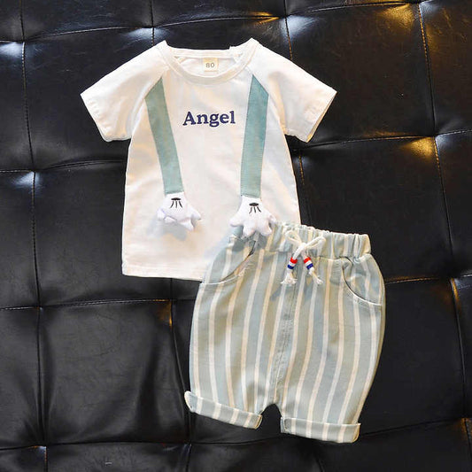 2022 الصيف ثوب أطفال قصيرة الأكمام دعوى . 2022 Summer Children's Short-Sleeved Dress Suit Boys