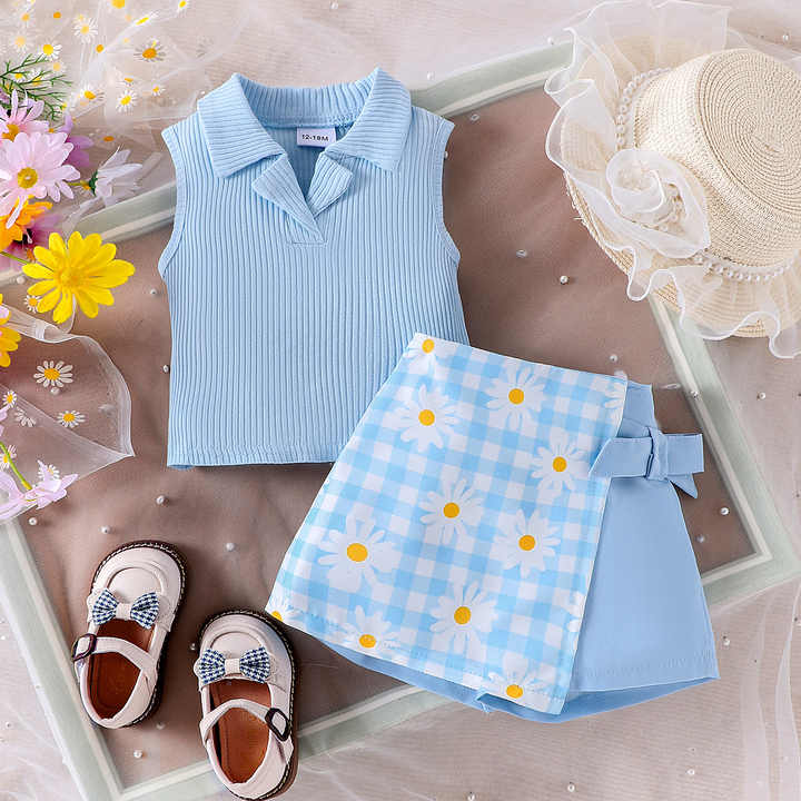 Summer Sunny Kids Clothes for Toddler Girls 2 Piece Outfits Set ملابس أطفال صيفية مشمسة للأطفال مجموعة ملابس من قطعتين للفتيات الصغيرات