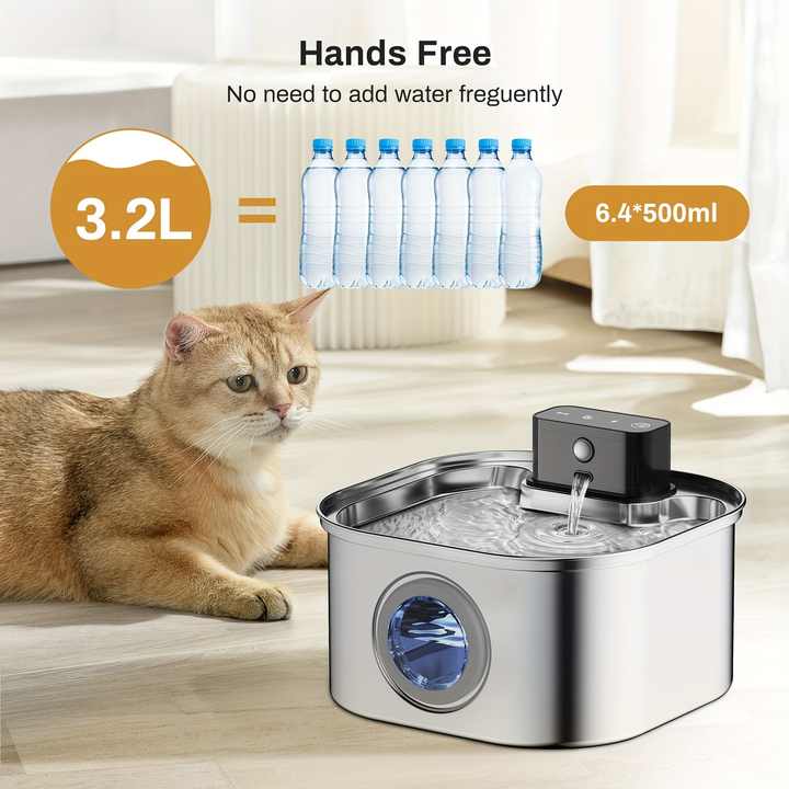 3.2 لتر صلب مقاوم للصدأ أوتوماتيكي كلب القط Cordless mah بطارية طاقة محمولة حيوان أليف داخلي Stainless steel dog bowl with large capacity of 7 liters