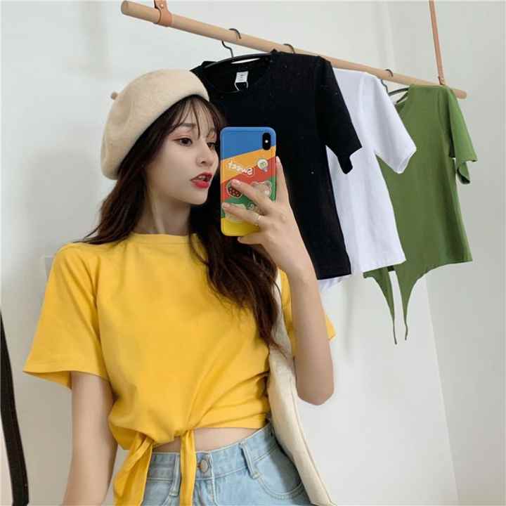 Women's Shiny Crew Neck T-Shirts 