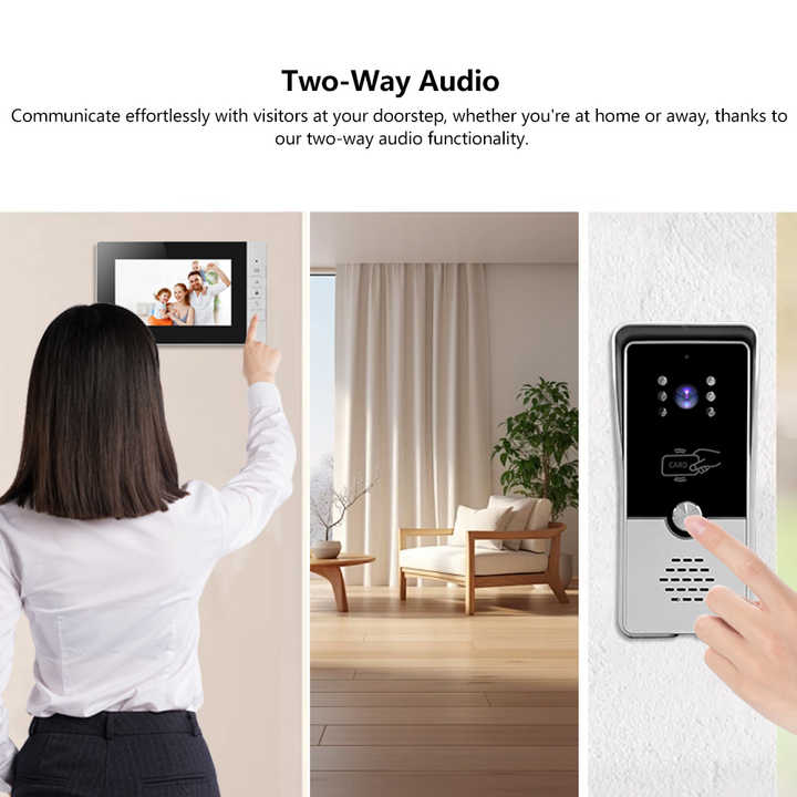 Tuya WiFi Waterproof Two-Way Visual Intercom Home Security Equipment Intercom 7 Inch Screen Can Record Videosتويا واي فاي مقاوم للماء جهاز اتصال داخلي بصري في اتجاهين معدات أمن منزلية انتركوم شاشة 7 بوصة يمكن تسجيل مقاطع الفيديو
