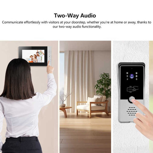 Tuya WiFi Waterproof Two-Way Visual Intercom Home Security Equipment Intercom 7 Inch Screen Can Record Videosتويا واي فاي مقاوم للماء جهاز اتصال داخلي بصري في اتجاهين معدات أمن منزلية انتركوم شاشة 7 بوصة يمكن تسجيل مقاطع الفيديو