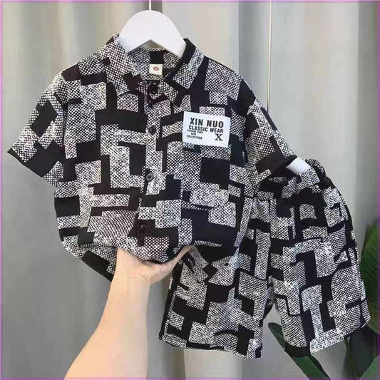 أحدث تصميم قمصان هاواي للأطفال مخصصة . Latest Design Kids Hawaiian Shirts Custom Printed Collar