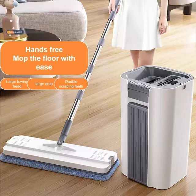 Home Kitchen Floor Cleaning Tools Self Cleaning Magic Flat Mop Hand Mop with Bucket 