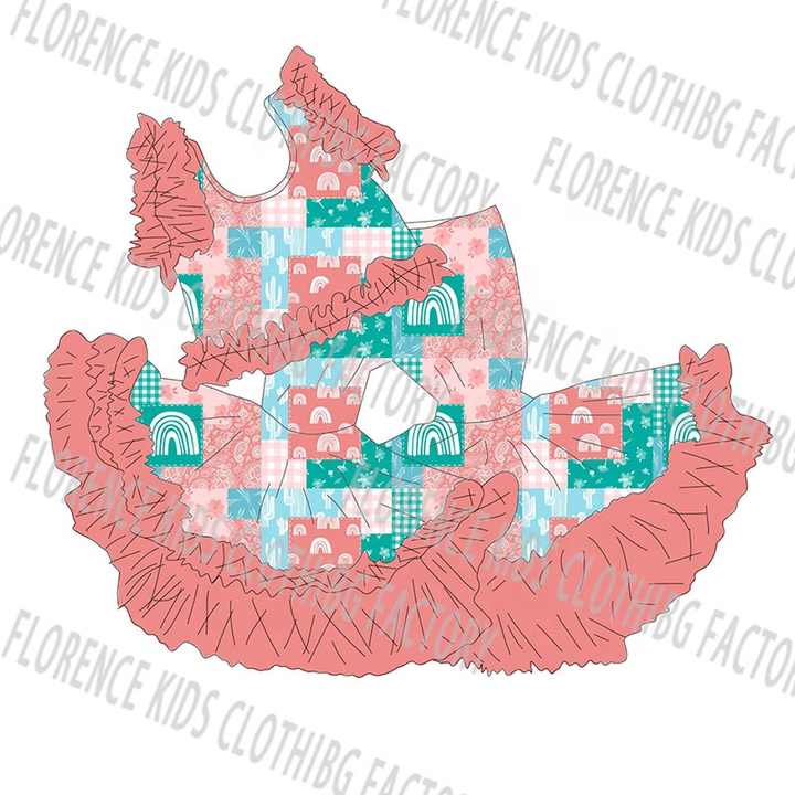 Custom Blue Fluffy Flare Kids -مجموعة ملابس أطفال