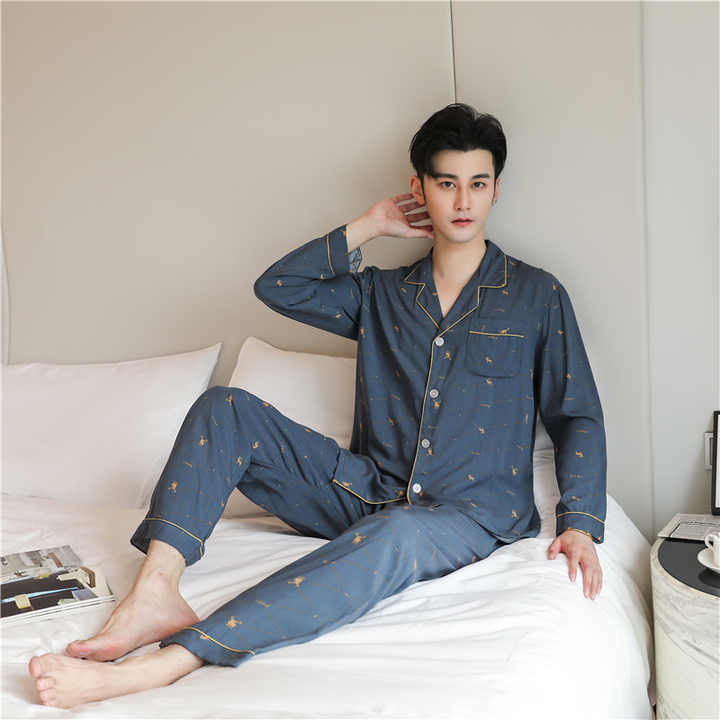 New men's cotton pajamas with sleeves 