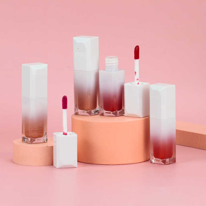 لون أبيض متدرج لطيف أنبوب مستحضرات تجميل أحمر شفاه  Cute White Gradient Color Cosmetic Tube Matte Liquid