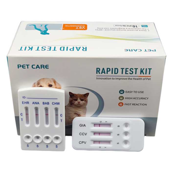 لوازم بيطرية مجموعة اختبار Parvo Corona Giardia بكتلة سي دي في CPV CCV وكتلة جيا جيارديا للكلاب Veterinary Supplies Parvo Corona Giardia Test Kit with CDV CPV CCV and Giardia Vaccine for Dogs