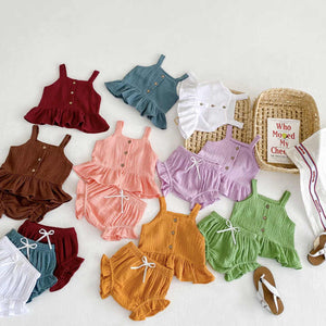 طقم ملابس صيفية بدون أكمام للفتيات الصغيرات Toddler Girls Summer Sleeveless Clothes Set Kids