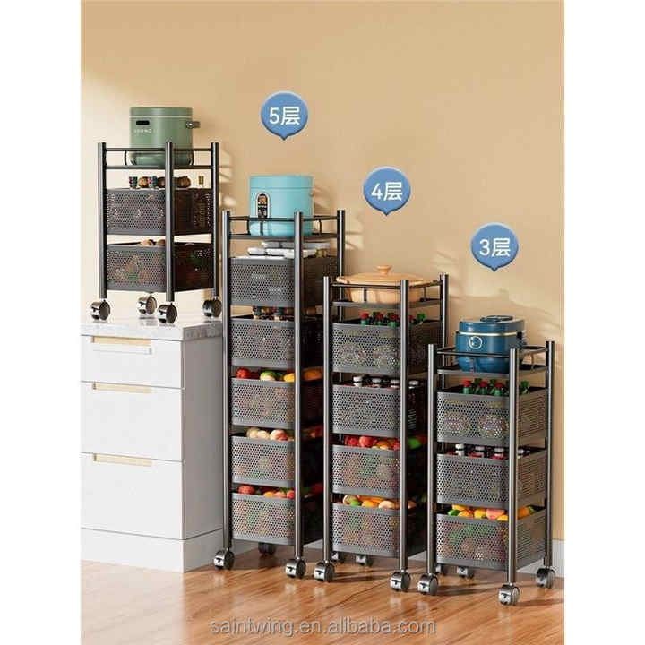 Best Selling Multi-Tier Rotating Storage Racks Kitchen Supplies Living Room Bathroom Clothes Fruits Vegetablesالأكثر مبيعًا رفوف تخزين دوارة متعددة الطبقات لوازم المطبخ لغرفة المعيشة والحمام للملابس والفواكه والخضروات