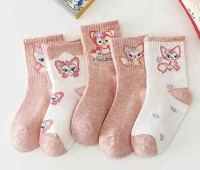 Cotton Crew Socks for Boys Girls جوارب مخططة أنيقة برسومات كرتونية للأطفا