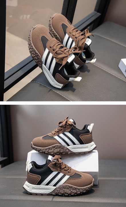 أحذية رياضية غير رسمية للجنسين للأولاد والبنات . Unisex Boys Girls High Quality PU Leather Casual Sneakers