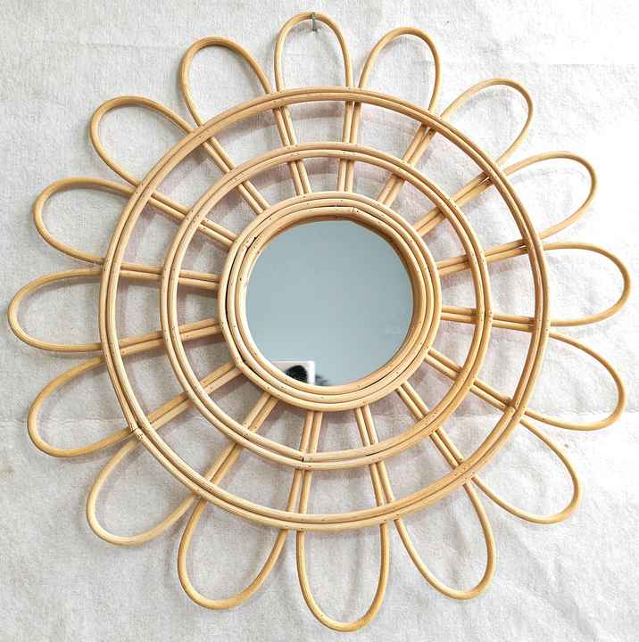 Hanging Furniture Art Dressing Mirror مرآة من الخيزران بتصميم عصري للمنزل