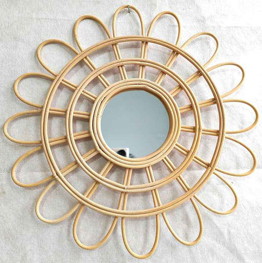 Hanging Furniture Art Dressing Mirror مرآة من الخيزران بتصميم عصري للمنزل