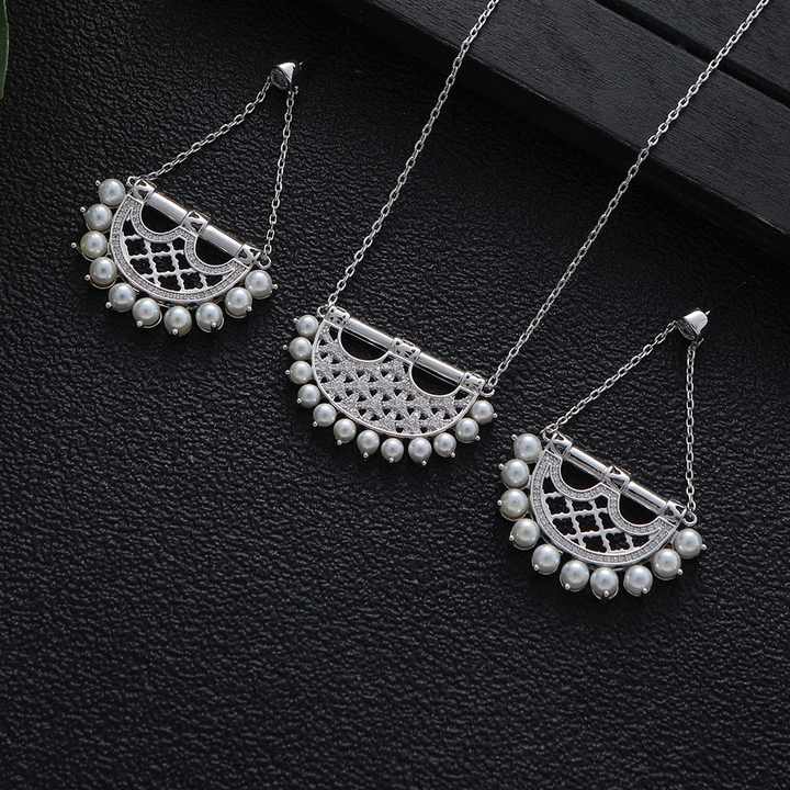 Attractive Style Islamic Jewelry Set Zircon Pearl Earrings and Necklace Fashion Jewelry Sets 