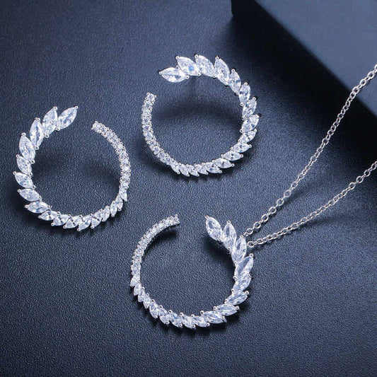 Leaf Earrings and Necklace 