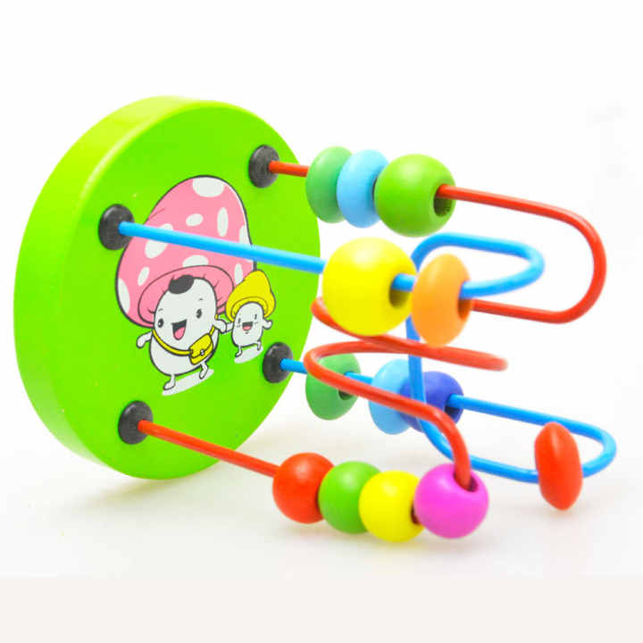 Colorful Baby Wooden Mini Around Beads Wire Maze Math Toys Children Kids Baby Educational Toy 