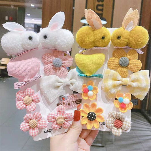 Easter Animal Hair Accessories Hair Clip Bunny Flower Set 