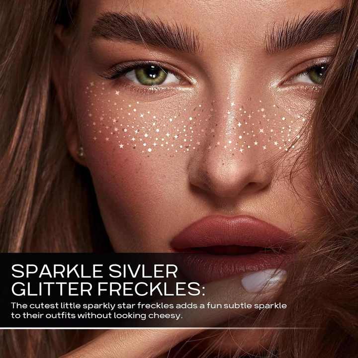 Custom Metallic Makeup Patches Waterproof Silver Gold Star Butterfly Sprinkle Glitter Freckles Tattoo Face Patches 