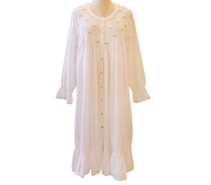 Women's white cotton nightgown